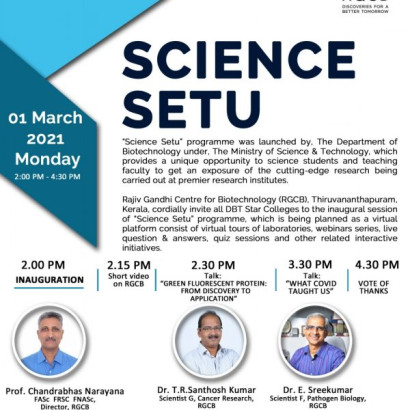 Participation in Inagural session of SCIENCESETU on March 1st,2021