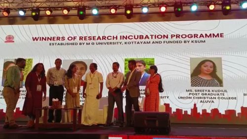 Ms. Sreeya Kudilil, M.Sc Biotechnology (2020-22 batch) bags Kerala Start Up Mission’s  Research Incubation Programme Grant
